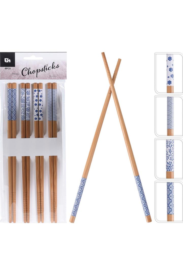 Ecrou Etnik Desen Bambu Chopstick Set 8 Parça