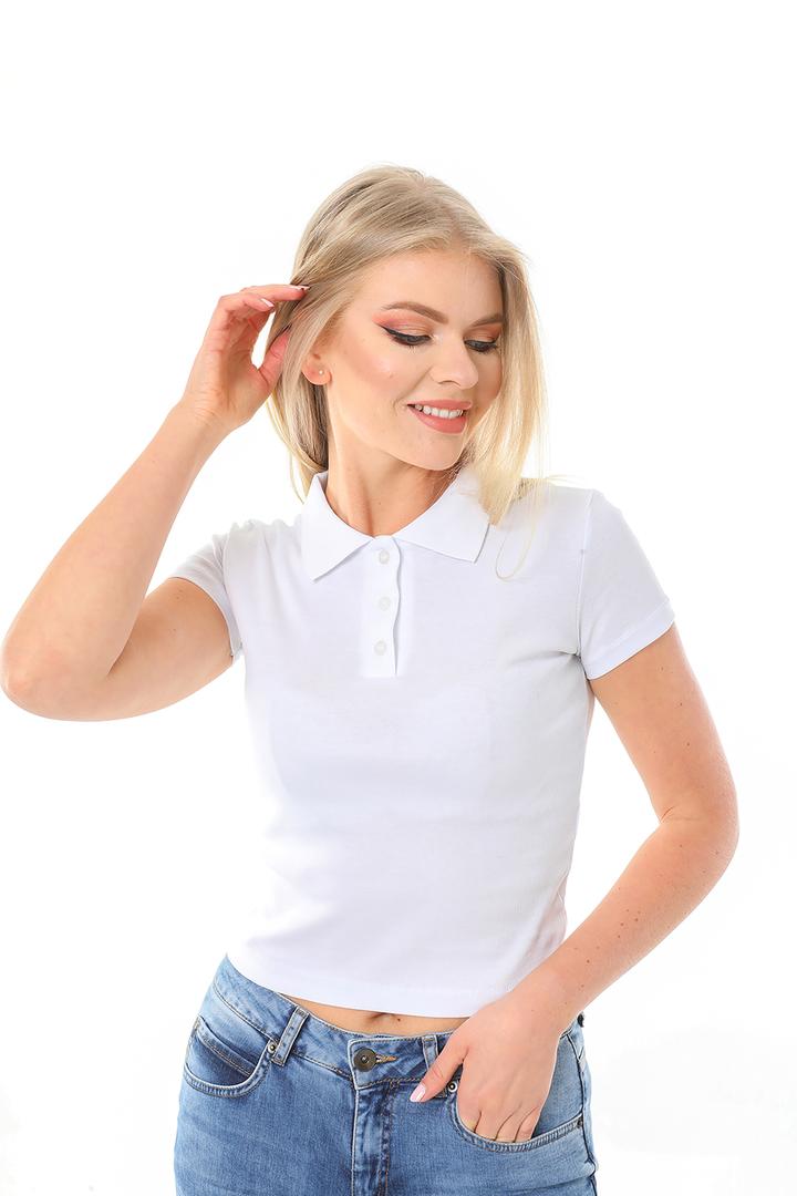 Ecrou Kadın Beyaz Polo Yaka Ribana Tshirt