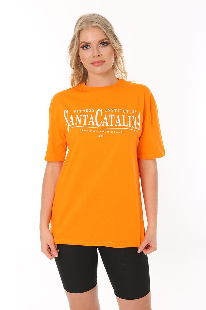 Ecrou Kadın Oranj Santa Catalina Baskılı Regular Fit Tshirt