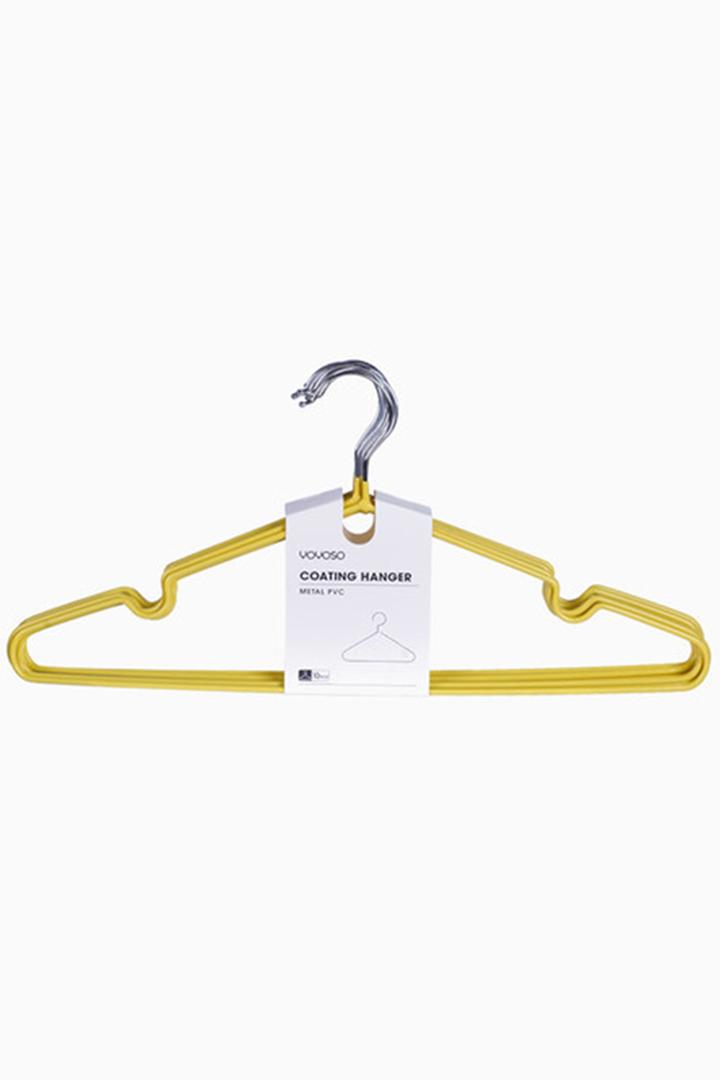 Yoyoso PVC Kaplamalı Metal Elbise Askısı 10lu Sarı